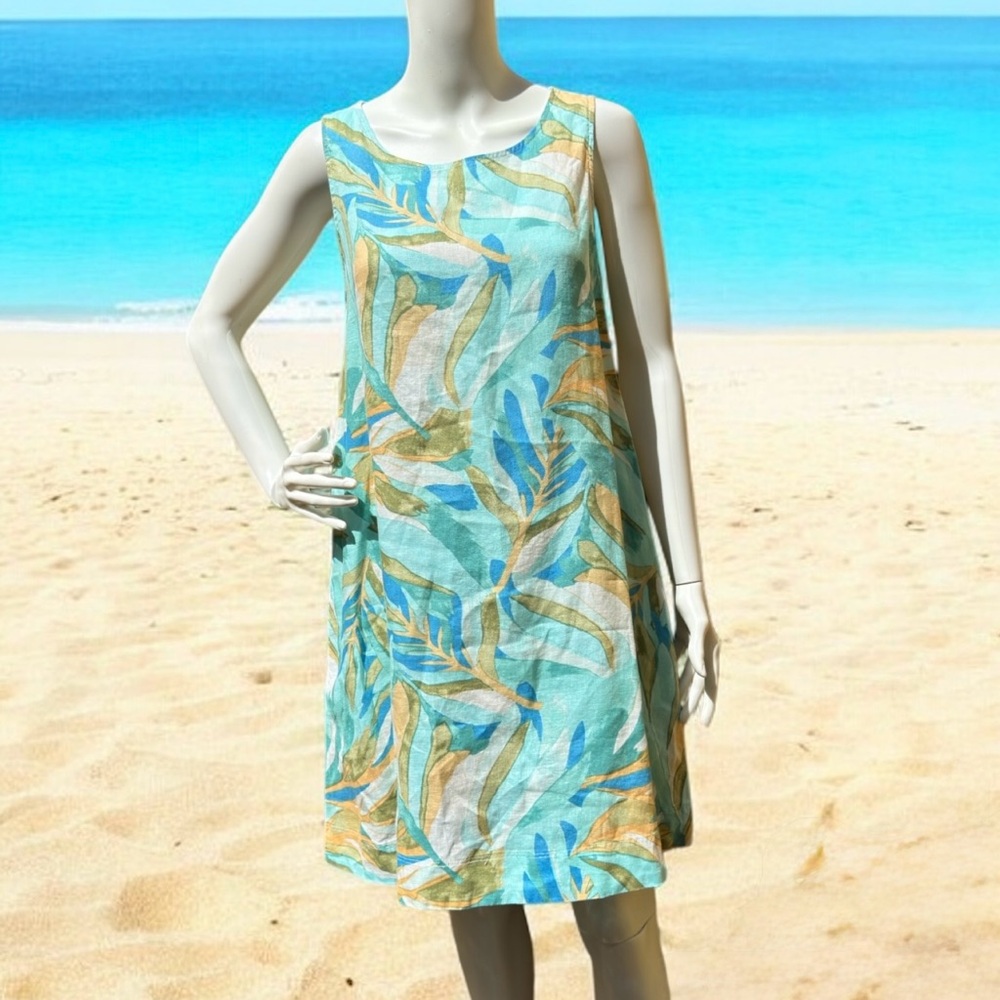 Rachel Zoe 100% Linen Floral Tropical Trapeze DressPockets Easter Spring Small